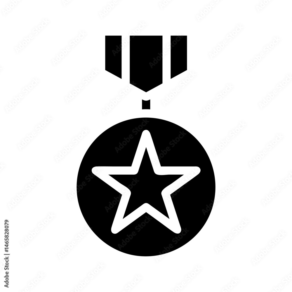 Simplified insignia illustration representing valor, achievement, and merit Simplified insignia illustration representing valor, achievement, and merit