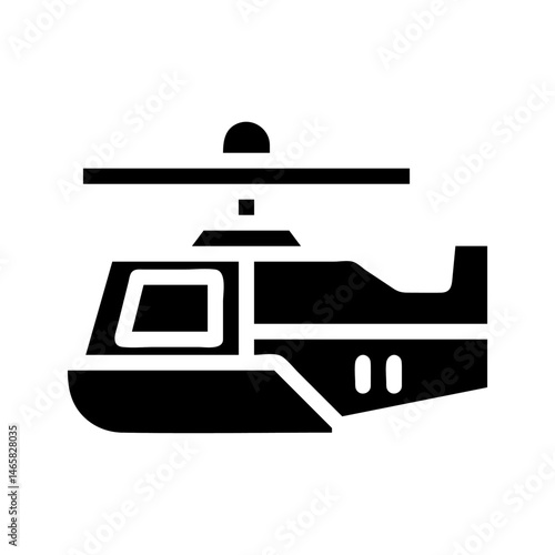 Aeronautical illustration depicting a stylized helicopter icon against a stark background