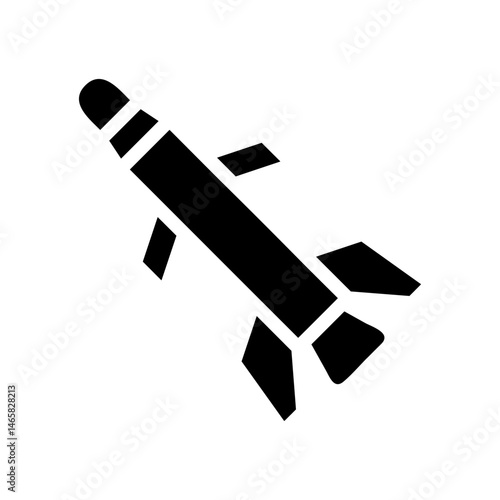 Simple black glyph of a stylized rocket soaring diagonally upward