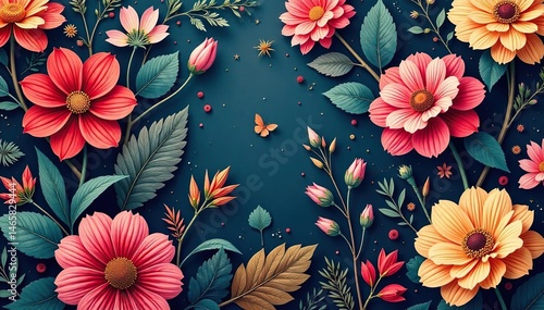 Intricate, flowing floral pattern, continuous design, white, red