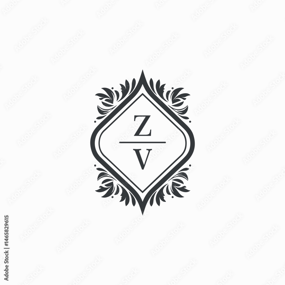 Fototapeta premium ZV Initials Wedding Logo Vector Art Icons and Graphics