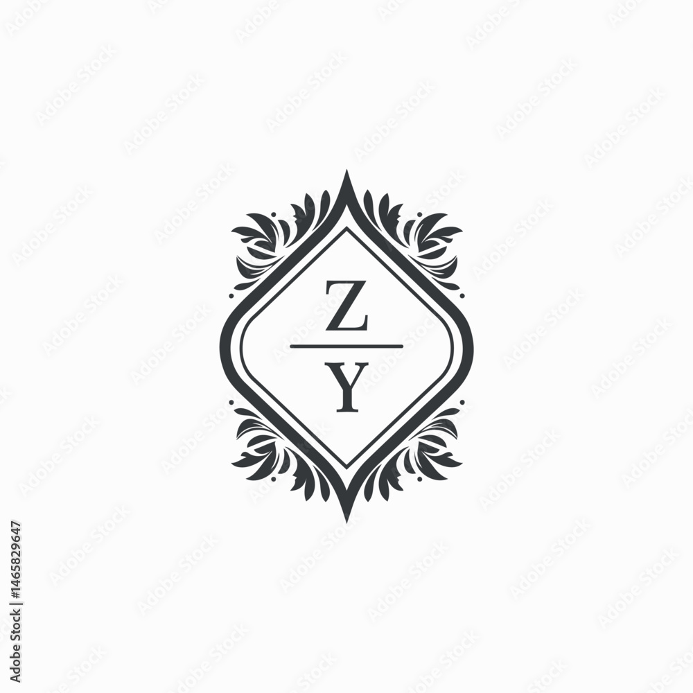 Fototapeta premium ZY Initials Wedding Logo Vector Art Icons and Graphics