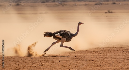 Ostrich running in dusty plain