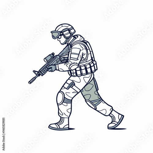 Cyber Soldier in Exosuit Vector