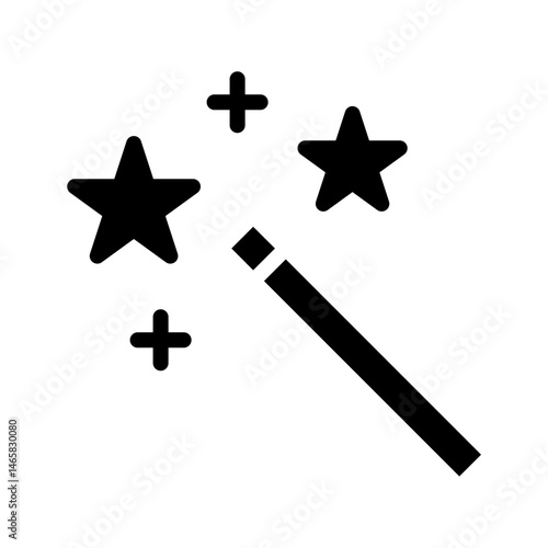 Simple Black Icon Representing Magic, Enchantment, or a Special Power, Isolated
