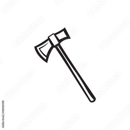 A stylized tomahawk with a black outline against a white background stands out