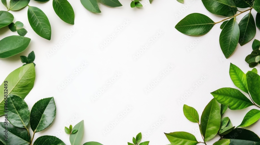 Fototapeta premium Vibrant Green Leaves Frame Design