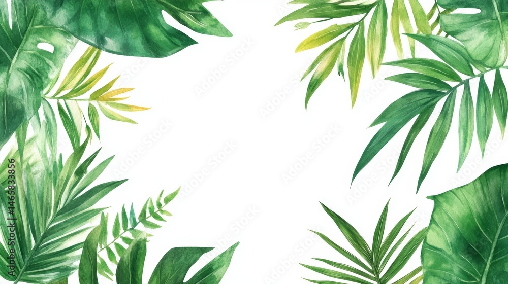 Fototapeta premium Watercolor Tropical Leaf Design