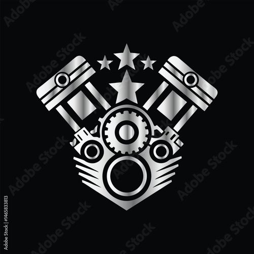 Auto Repair Service Icon Vector Logo Design Template. Car Mechanic Logo. Piston and Cog Wheel Gear Icon Vector Logo Template Design Illustration.
