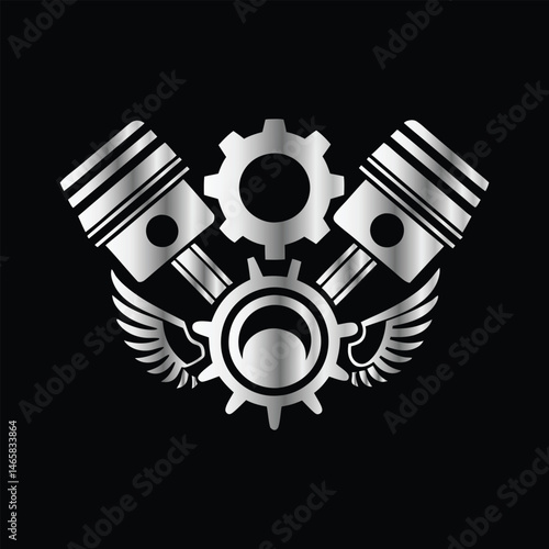 Auto Repair Service Icon Vector Logo Design Template. Car Mechanic Logo. Piston and Cog Wheel Gear Icon Vector Logo Template Design Illustration.

