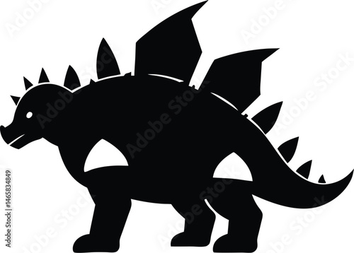 Black silhouette design of an armored ankylosaurus dinosaur with a distinctive tail club and robust body.