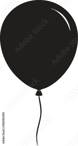 Clean black silhouette balloon vector with high contrast and transparent background for design use