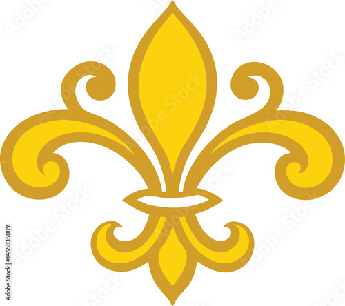 Golden fleur de lis graphic emblem decorative element with luxurious appeal