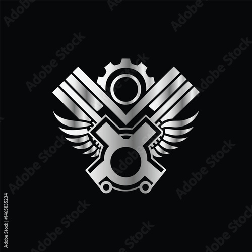 Auto Repair Service Icon Vector Logo Design Template. Car Mechanic Logo. Piston and Cog Wheel Gear Icon Vector Logo Template Design Illustration.
