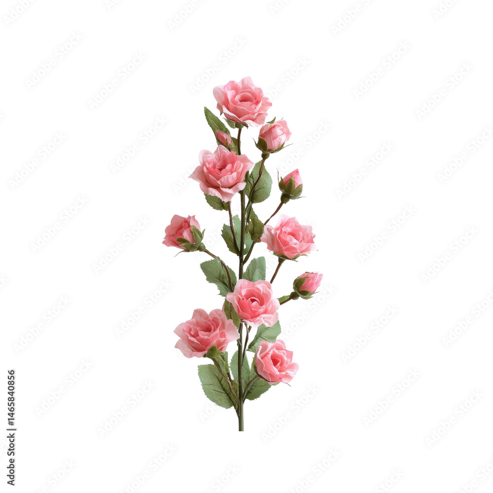 Delicate Pink Rose Stem, Floral Arrangement, Botanical Illustration Delicate Pink Rose Stem, Floral Arrangement, Botanical Illustration