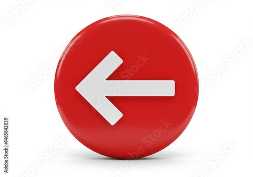 Free Download A red circle with a white arrow pointing to the left direction isolated on white background - GFXLoad