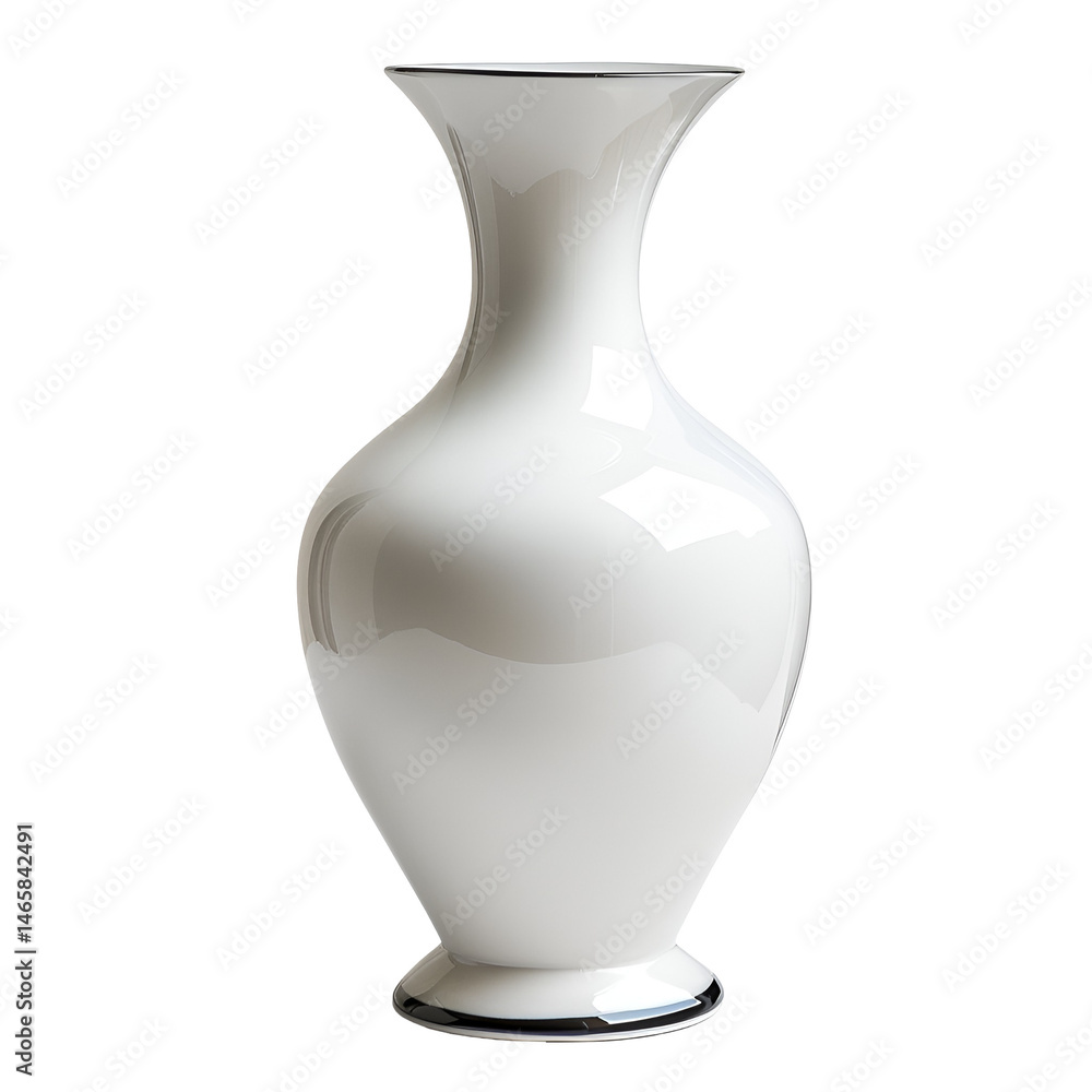 Elegant White Porcelain Vase with Black Trim Home Decor Elegant White Porcelain Vase with Black Trim Home Decor