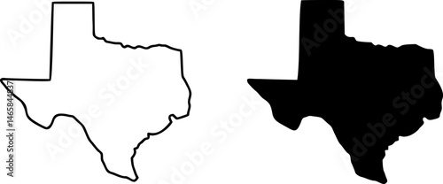 Texas state border map outline and silhouette vector graphic isolated image	