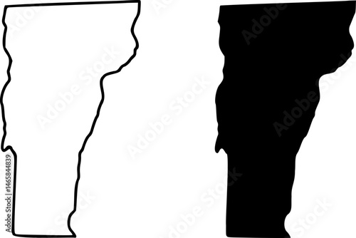 Vermont state border map outline and silhouette vector graphic isolated image	