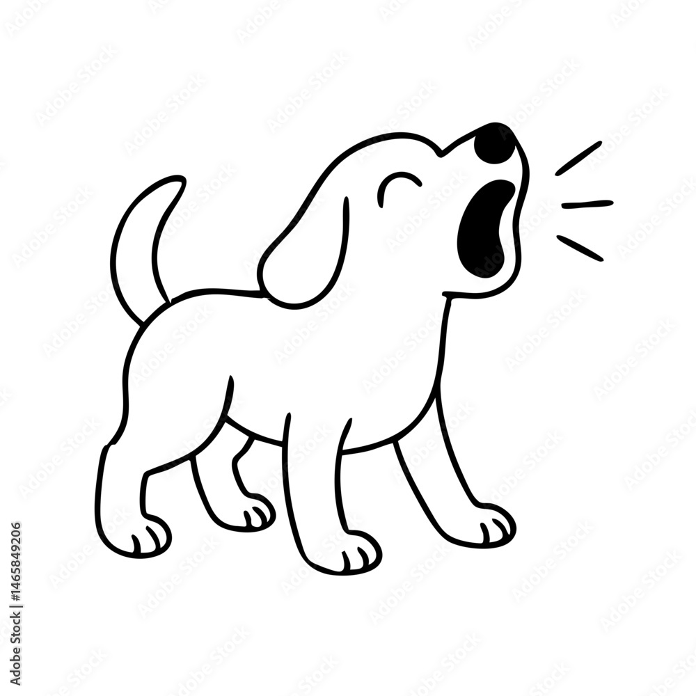 Fototapeta premium Cute Dog roar Line Drawing Marker