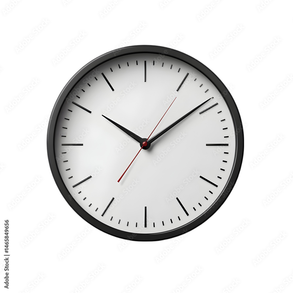 Simple Black and White Wall Clock Image: Perfect for Time Management Designs Simple Black and White Wall Clock Image: Perfect for Time Management Designs