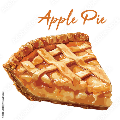 apple pie in watercolor illustration style, isolated vector on white background