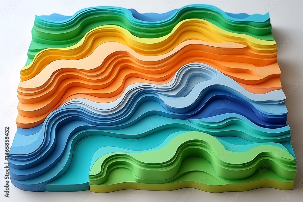 Obraz premium Abstract Colorful Layered Paper Sculpture: A Wave of Hues