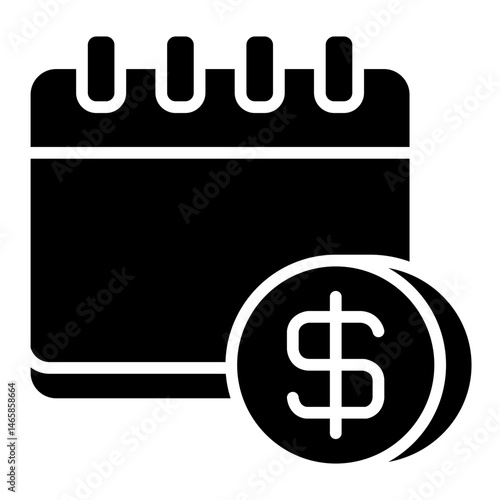 calendar with dollar glyph icon for payday reminder