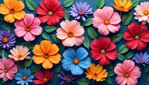 Wallpaper Mural Continuous blooming flowers, seamlessly repeating , illustration, petals Torontodigital.ca