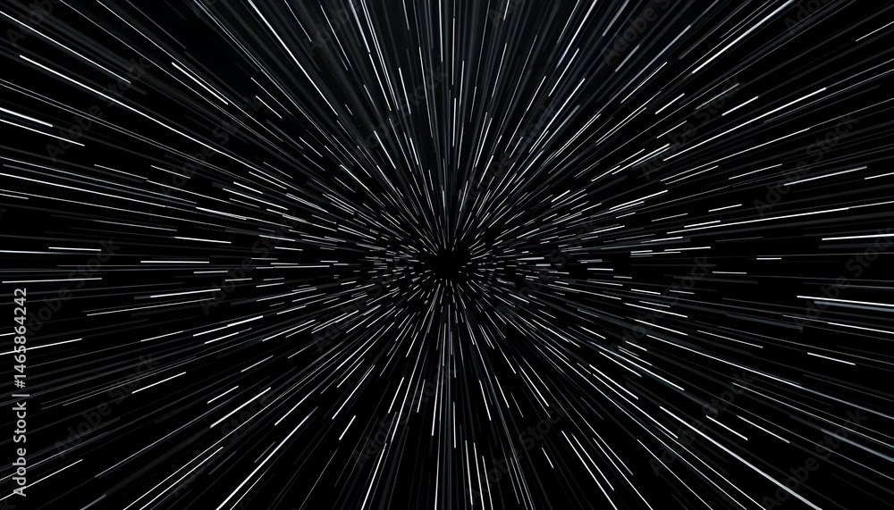 Obraz premium Abstract Design Of White Lines Converging On A Black Background Creating Depth And Motion