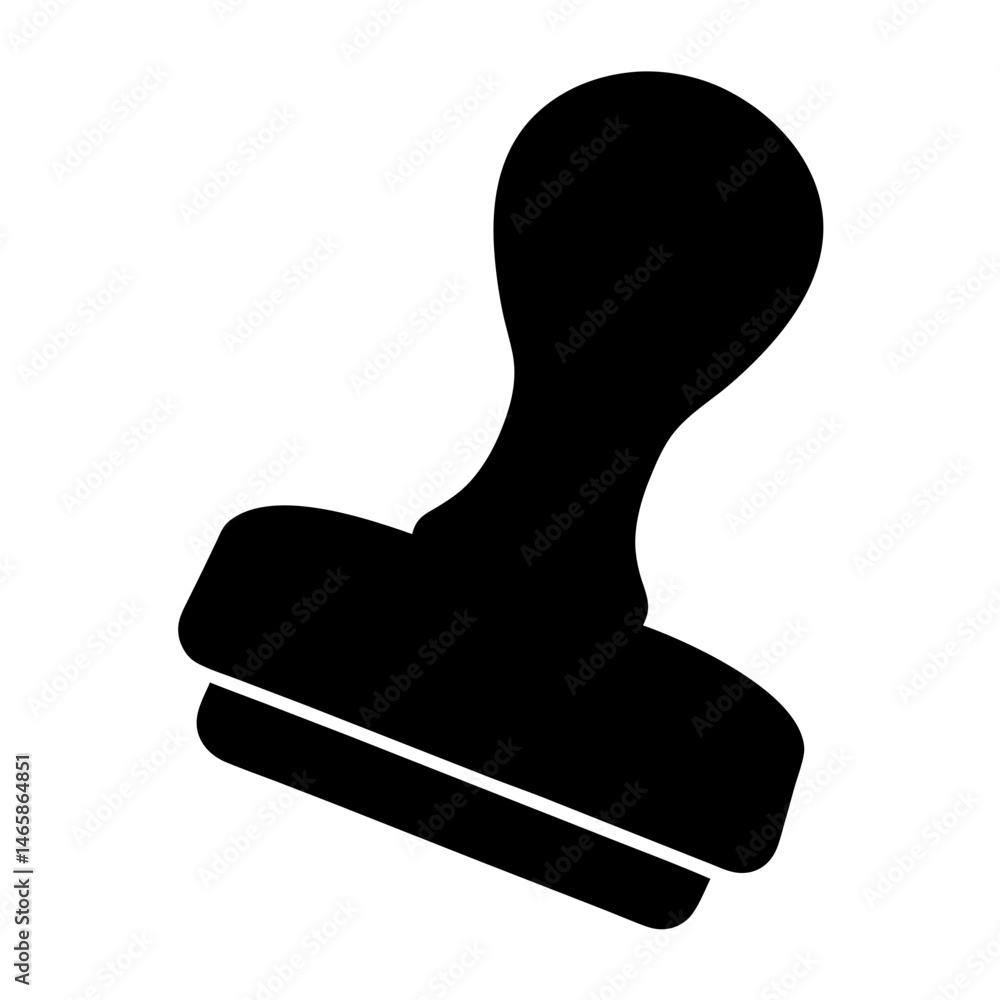 Obraz premium Black Silhouette Image of a Rubber Stamp for Official Documents and Important Papers