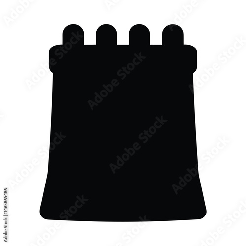 Simple Black Silhouette of a Castle Tower or Fortification Wall