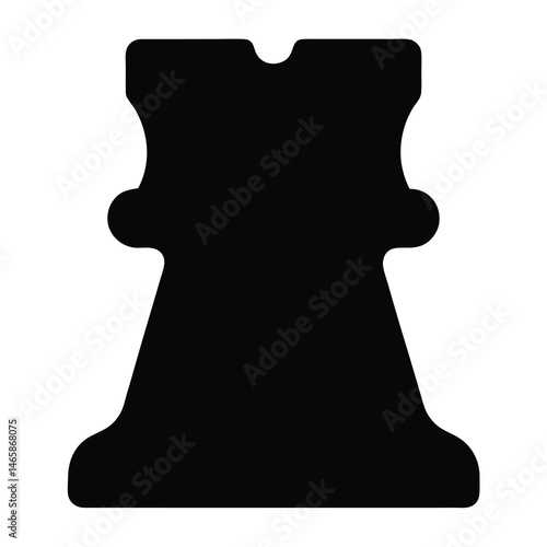 Black Silhouette of a Rook Chess Piece or a Castle Tower Icon Simple Design Graphic