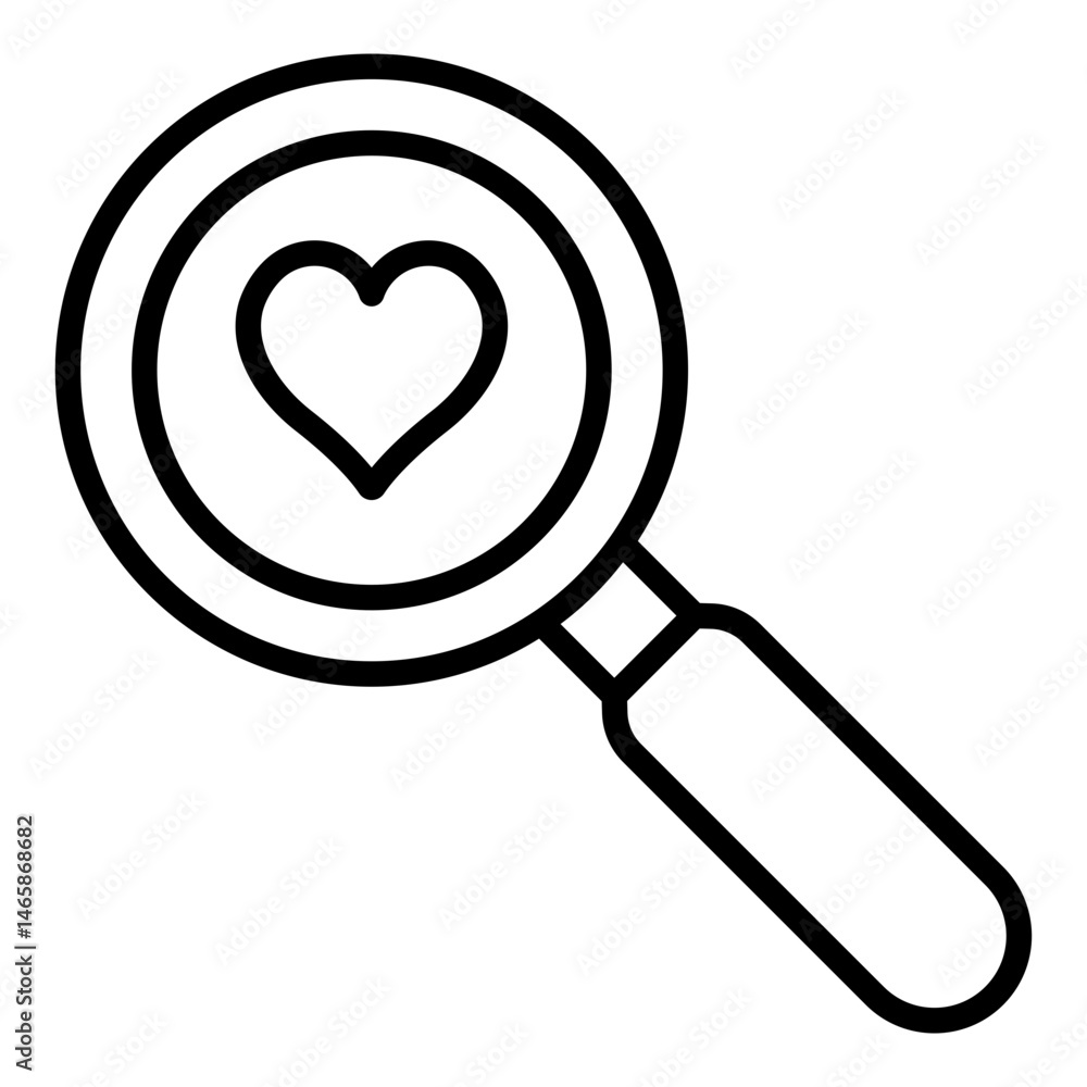 searching love outline icon with magnifying glass searching love outline icon with magnifying glass