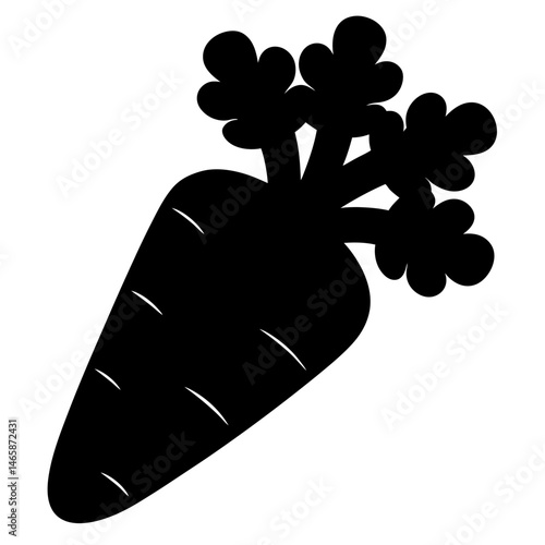 Bold black and white silhouette of a fresh, healthy carrot vegetable