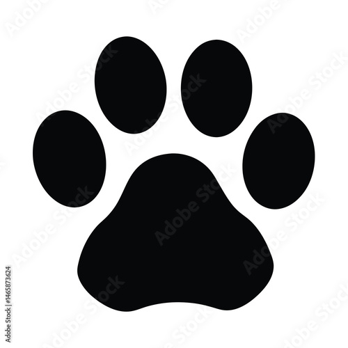 Simple animal paw print in black on a white background illustration