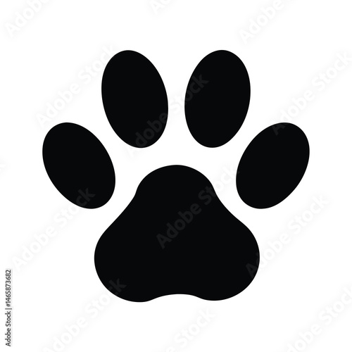 Simple black paw print on white background indicating animal presence or tracking