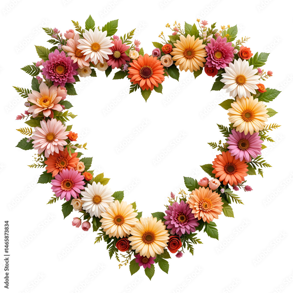 Fototapeta premium heart shaped flower frame isolated on transparent png