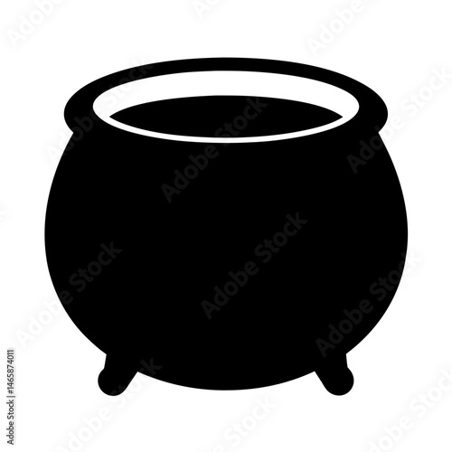Black witch cauldron silhouette, ready to brew a magical halloween potion