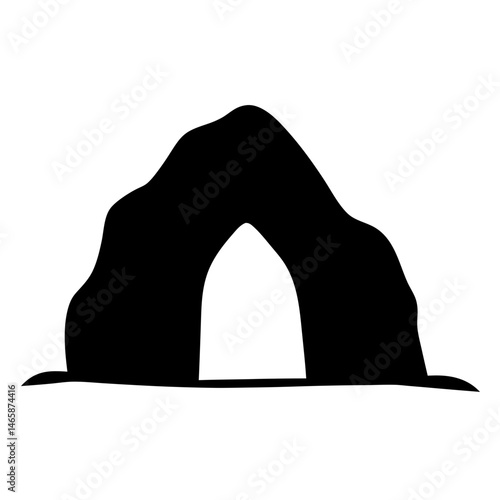 Silhouette of a rocky arch creating a mysterious and isolated entrance