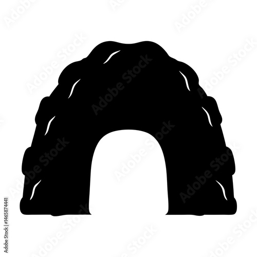 Silhouette of a Dark Cave Opening Beckoning with Mystery and Adventure