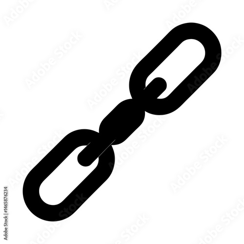 Black Simple Chain Link Icon with Strong Visual Impact on White