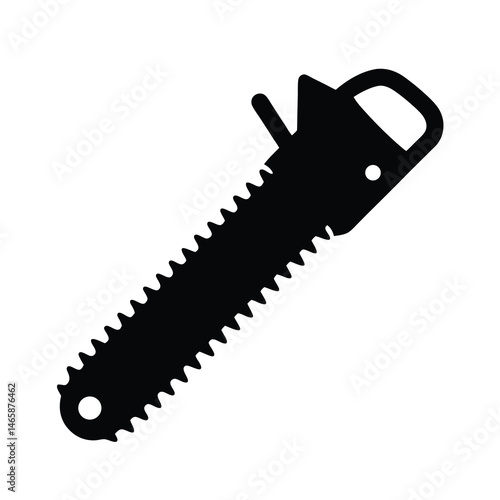 Silhouette of a Vintage Bow Saw with a Smooth Handle Design