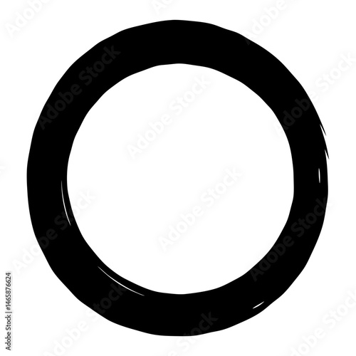 Minimalist black brush stroke circle on white backdrop creating an elegant design