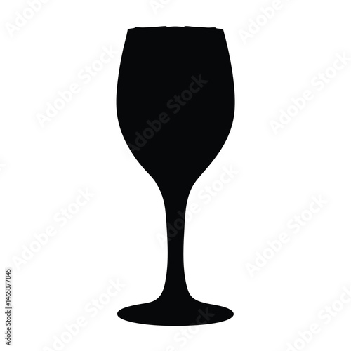 Elegant and simplistic silhouette of a wine glass against a white background