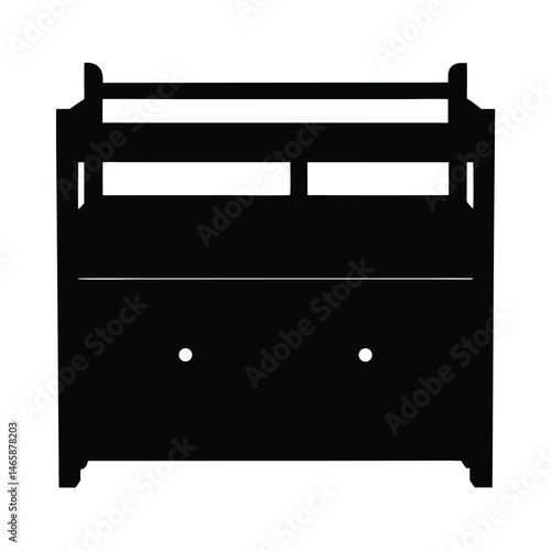 Silhouetted dresser with drawers and shelf showcasing minimalist furniture design