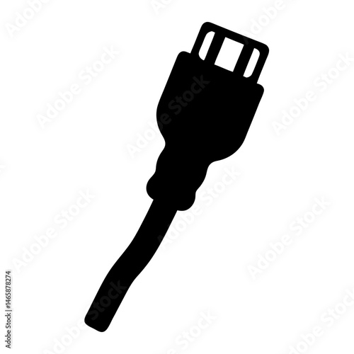 Simple flat black silhouette of a three prong electrical plug design