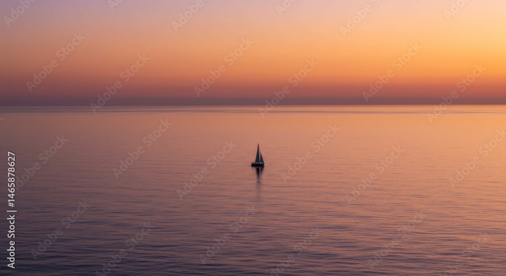 Fototapeta premium Solitary Buoy at Sunset Over Calm Ocean
