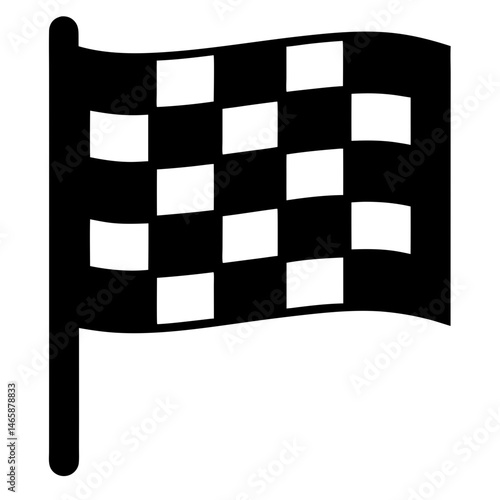 Black and white checkered flag denoting the end of a race, a win