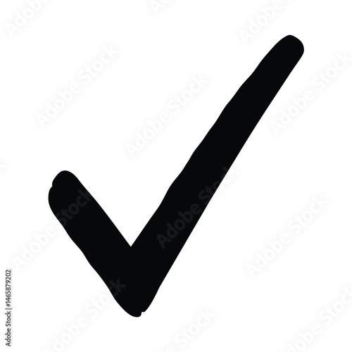 Simple graphic representation of a handwritten check mark on a white background